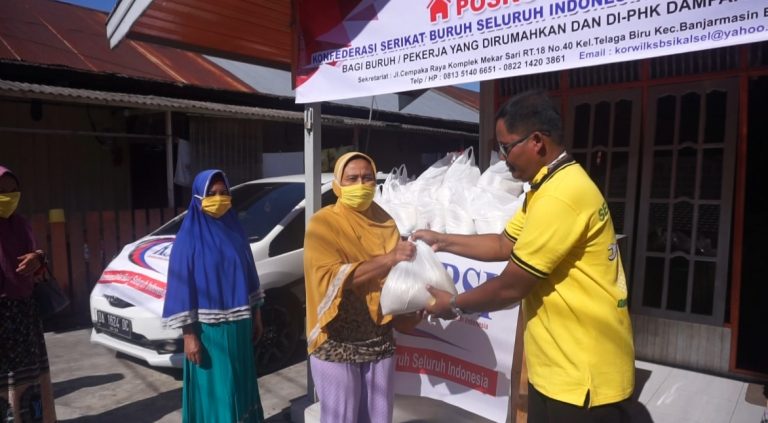 Konfederasi Serikat Buruh Indonesia Kalsel, bagikan sembako