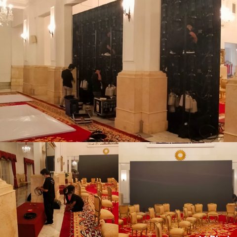 persiapan ruang pelantikan di Istana Negara