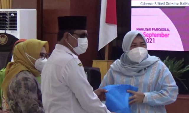 Paman Birin Menyerahkan Bingkisan kepada Ibu Hamil