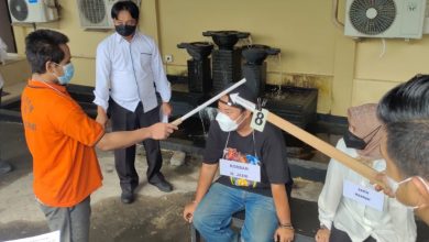 rekonstruksi pembunuhan Jaini, di Mapolsek Banjarmasin Barat