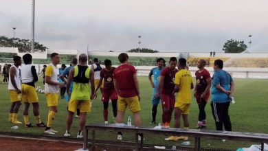 latihan pertandingan Barito Putera senior, melawan Barito Putera U-18 di Stadion Demang Lehman Martapura