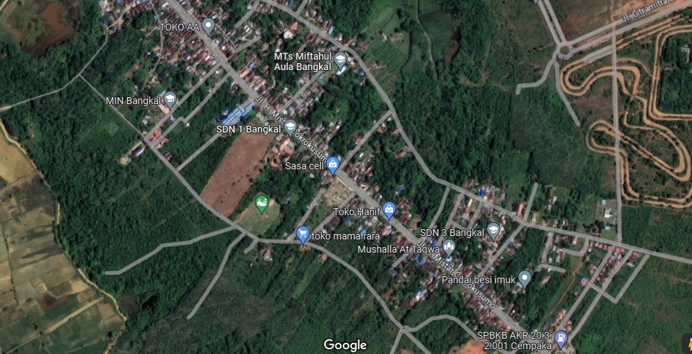 tampilan google maps Jalan Mistar Cokrokusuno Cempaka