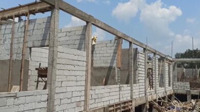 progress pekerjaan relokasi bangunan Puskesmas Sungai Tabuk