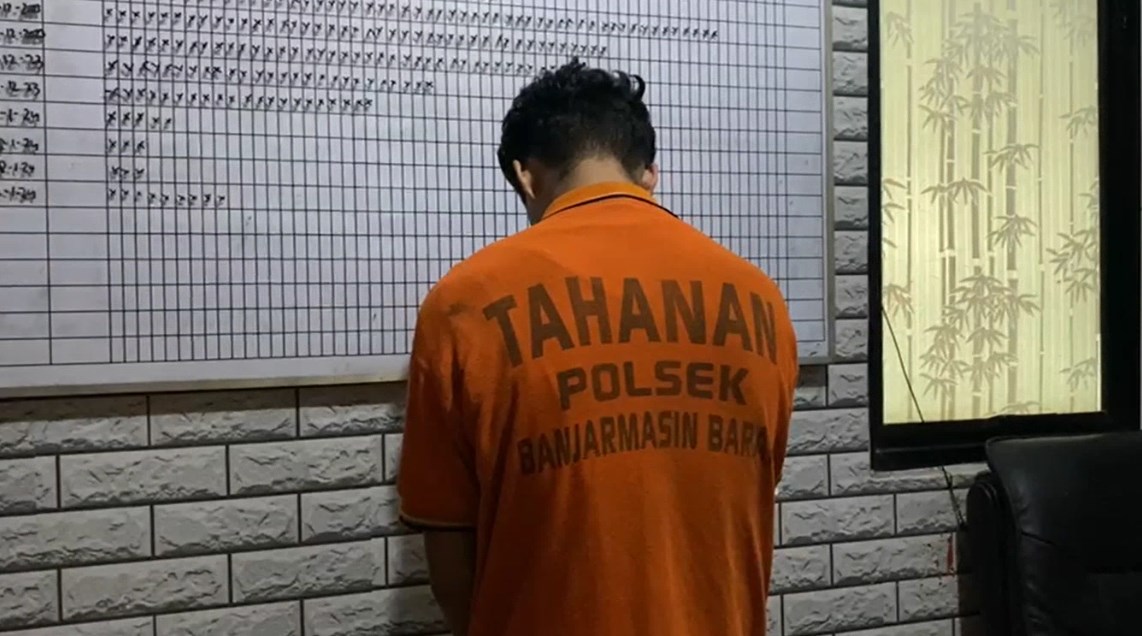 Akhmad Nafarin, warga Basirih Banjarmasin Barat, yang diamankan pihak Polsek Banjarmasin Barat