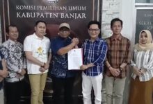 Komisioner KPUD Banjar bersama perwakilan Bawaslu dan aparat kepolisian melakukan koordinasi