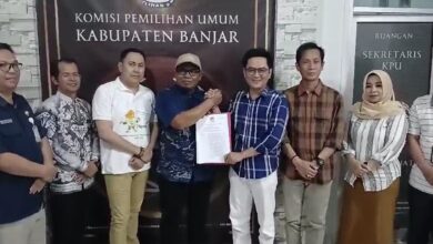 Komisioner KPUD Banjar bersama perwakilan Bawaslu dan aparat kepolisian melakukan koordinasi