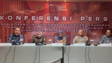 OJK menggelar sosialisasi tentang tindak pidana sektor jasa keuangan kepada jajaran kepolisian dan kejaksaan di wilayah hukum Provinsi Kalimantan Selatan