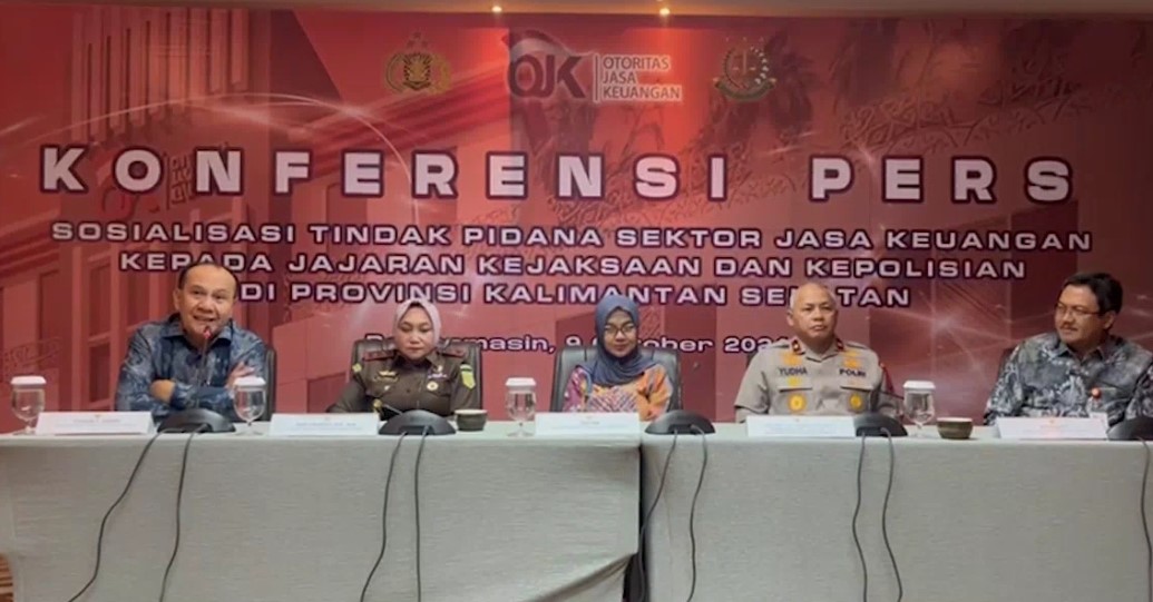 OJK menggelar sosialisasi tentang tindak pidana sektor jasa keuangan kepada jajaran kepolisian dan kejaksaan di wilayah hukum Provinsi Kalimantan Selatan