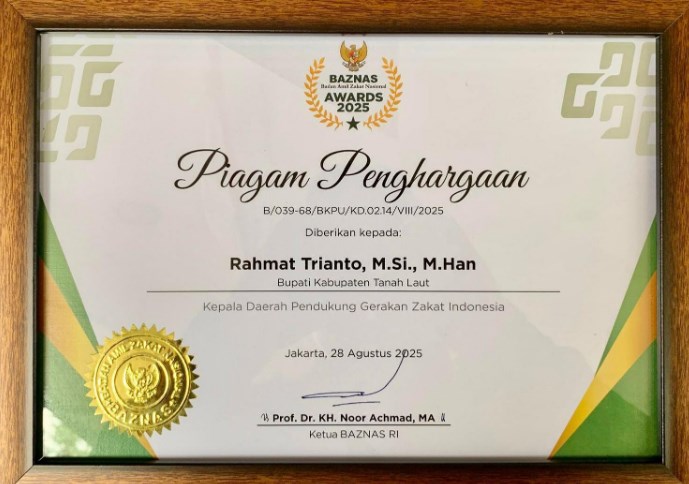 Dukung Gerakan Zakat Di Indonesia , Rahmat Trianto Di Ganjar BAZNAS Award 2025