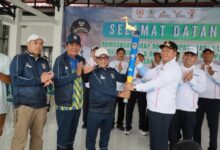 Rombongan Kirab Obor Porprov XII Tala Tiba di Barito Kuala