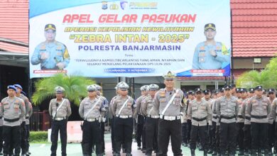 Satlantas Polresta Banjarmasin menggelar apel Operasi Zebra Intan 2025, Senin (17/11/25) pagi.