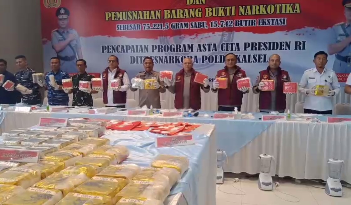 Polda Kalimantan Selatan Musnahkan 75,2 Kg Sabu dan 15 Ribu Ekstasi