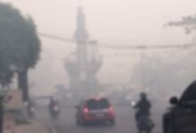 Kabut asap tebal Jalan Ahmad Yani, Kota Banjarbaru
