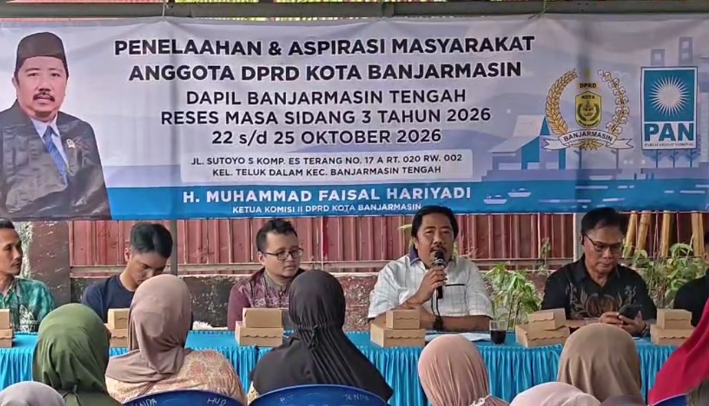 Anggota DPRD Kota Banjarmasin, Muhammad Faisal Heriyadi, menggelar reses atau penelaahan aspirasi masyarakat di kawasan Kelurahan Teluk Dalam